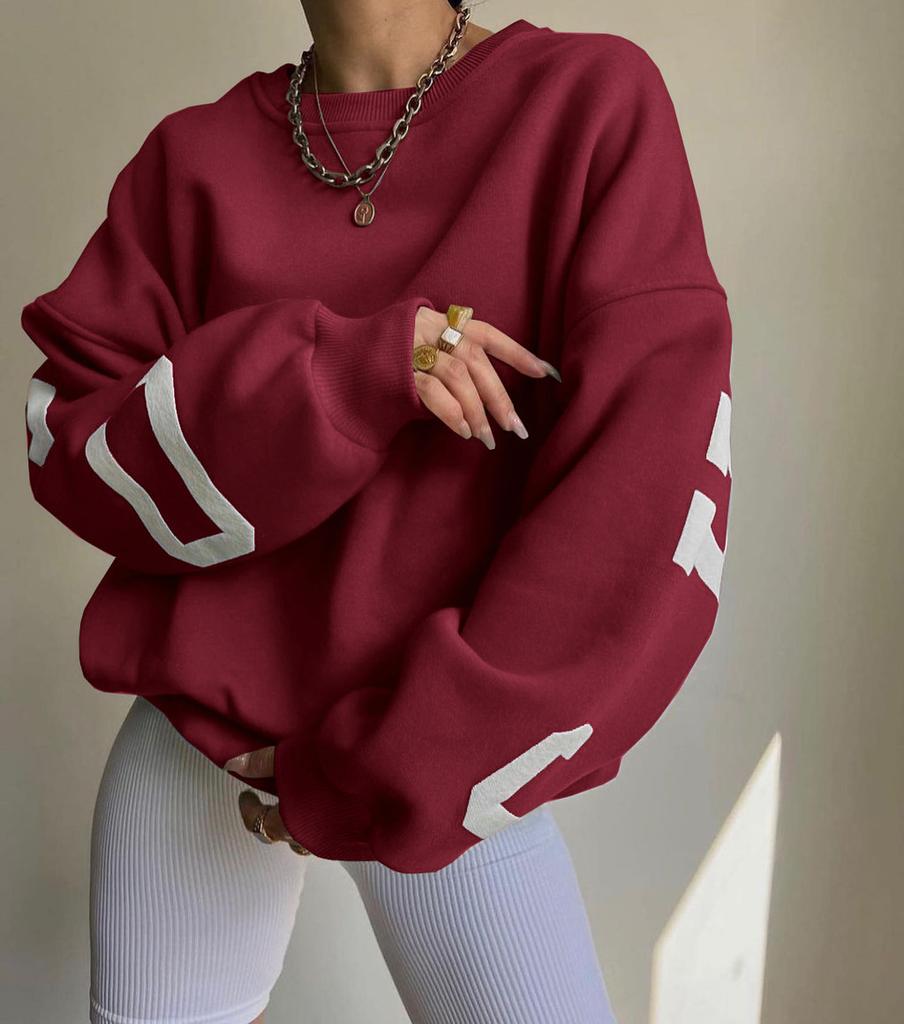 Casual Fashion Letter Print Thick Pullover Sweatshirt For Women Winter 2022
