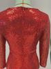 2025 Červené Třpytivé Šaty s Rybím Ocasem, Dlouhým Rukávem a Výstřihem do V pro Ženy