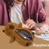 1-8 ST Söt Plysch Capybara Förvaringsväska för Pennor Tecknad Djur Pennfodral Multifunktionell Stor Kapacitet Pappersficka Pennfodral