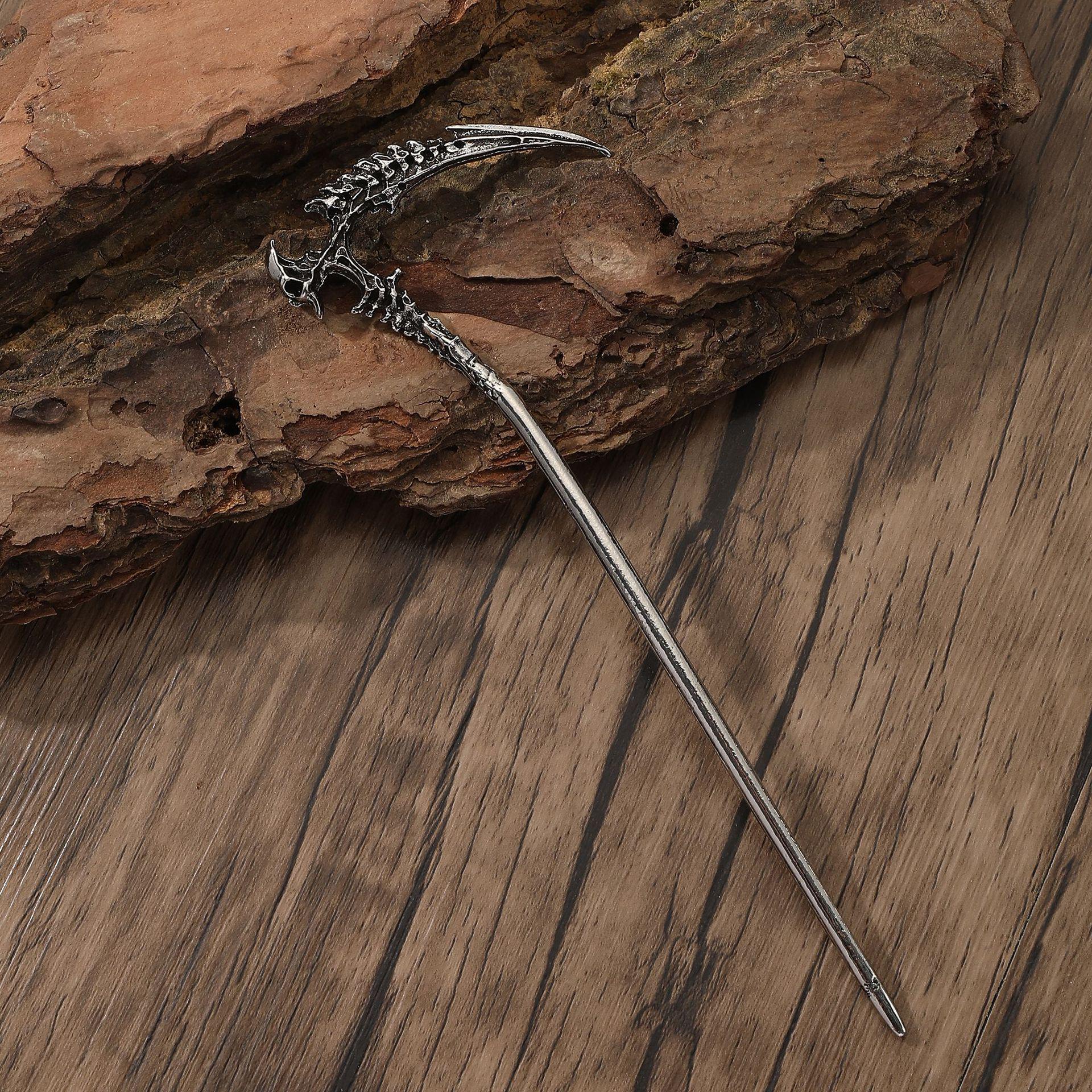 

Ретро Шпилька для волос у вигляді черепа з косою: Жіноча прикраса для волосся в стилі вікінгів, ідеальна для вечірок срібний