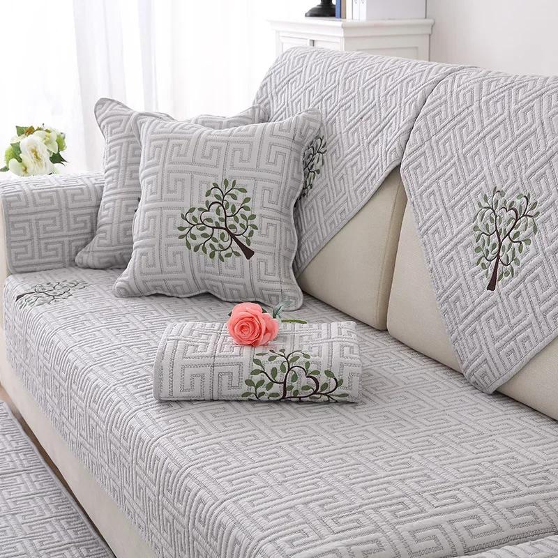 Thick Cotton Sofa Covers Slipcovers for Couch Anti-Skip Garden Armchair Sofa Towel Decorative Couch Cover for Living Room White