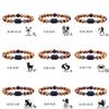 Tiger Eye Stone 12 Constellation Couple Bracelet Men Leo Aquarius Sagittarius Virgo Libra Bracelets for Women Friendship Jewelry