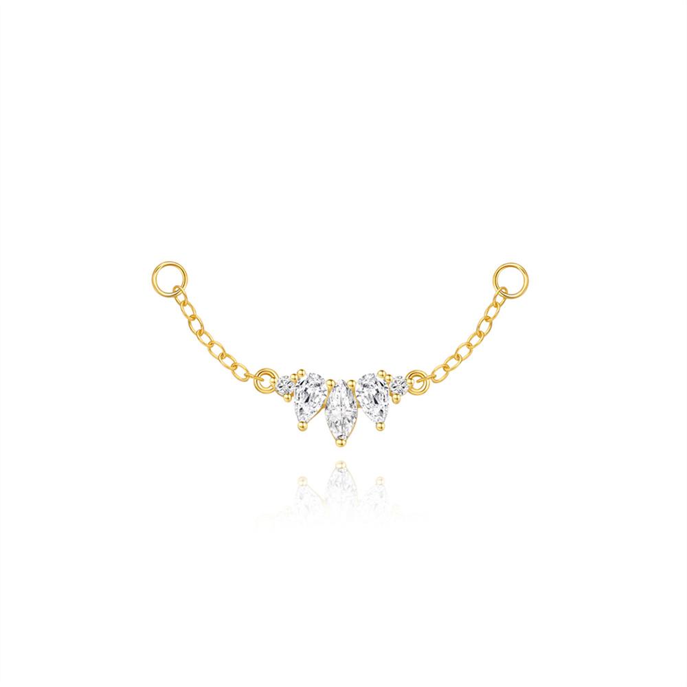 

CANNER 1PC 925 Silver Horse Eye Zircon Crown Tassel Puncture Thread Flat Earring For Women Ins Long Cartilage Chain