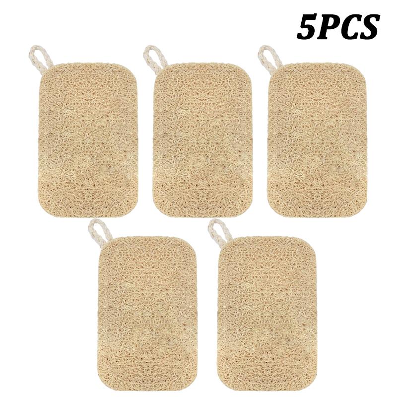 Natural Loofah Sponge Scrubber Reusable Plant Fiber Dish Washing Pad Oil Stain Remover For Kitchen Cleaner With Rope