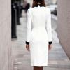 Women's Classic Color-blocking Long-sleeved Slimming Mid-length Dress