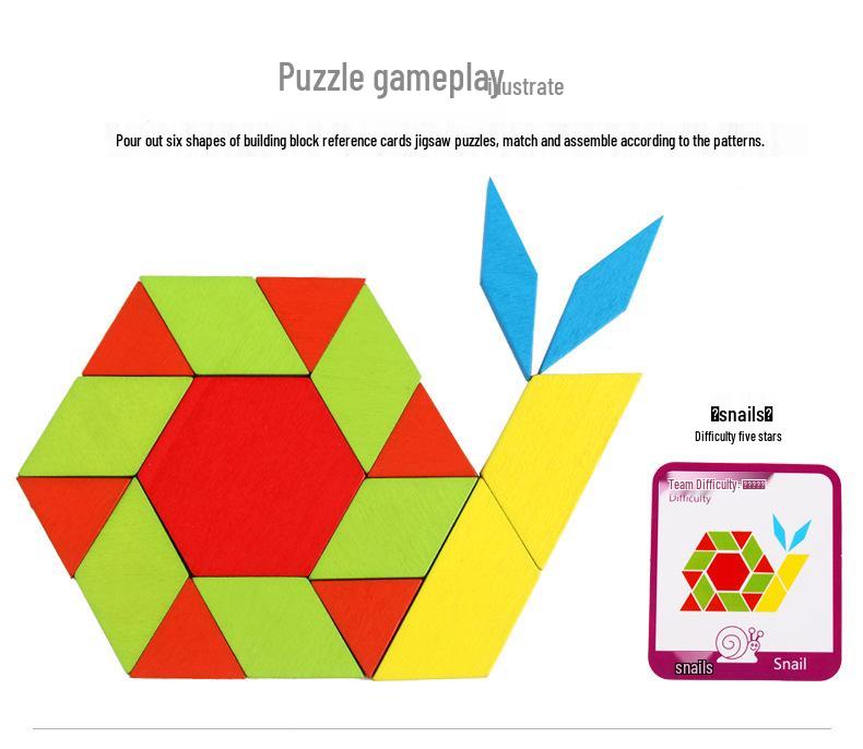 Wooden 155-Piece Shape Puzzle for Children's Early Education - Changeable Geometric Tangram Toy