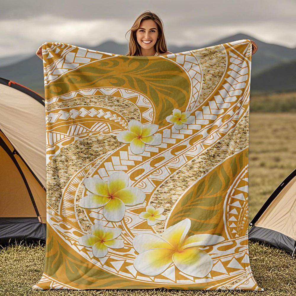 

Polynesian Hawaiian patterns Blanket for Sofa Bed Travel Camping Living Room Office Conditioning Blanket for All Seasons Gifts 75x100cm (30x40inch)