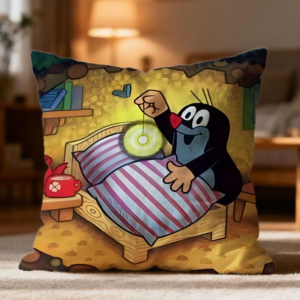 Fashion T-Tthe Little Mole Cushion Cover Soft Washable Pillow Case Multi-Scene For Couch Bed Travel Office Use