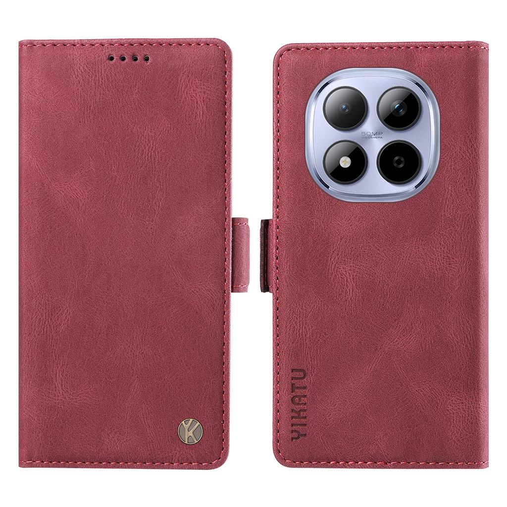 Pro Xiaomi Redmi Note 15 Pro 5G (Globální) Kožené pouzdro YIKATU YK-005 s povrchem na dotek, peněženkové pouzdro na telefon