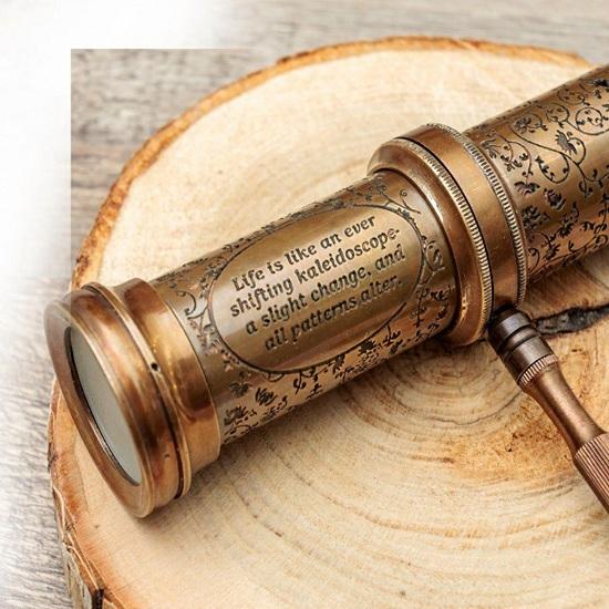 Handmade Antique Brass Kaleidoscope Collectible Twist Toy Home Decor Birthday Gift