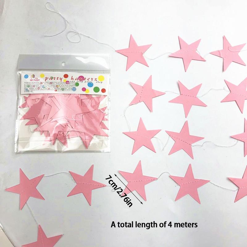 4MGold Silver Five Pointed Star Bunting Garland Birthday Wedding Party Graduation Ceremony Background Hanging Banner Party