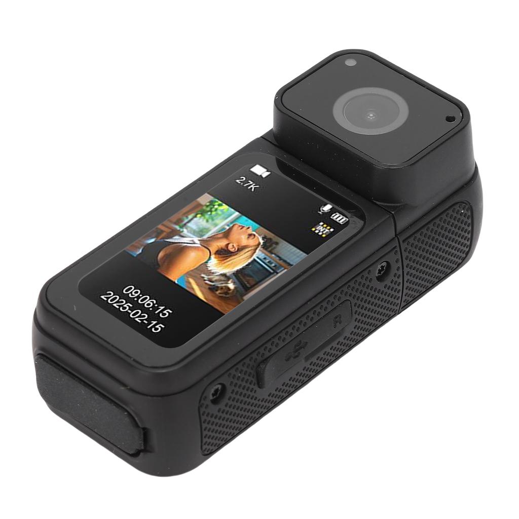 2.7K Thumb Action Camera Wearable Portable Camcorder with Magnetic Lanyard 180 Degree Rotation POV Recording for Work Travel Pet Walk