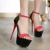 Fashion Women High Heels Large Size 34-46 Summer Fashion Color Block 17.5cm Ultra High Heel Sandals Women's Shoes Sexy Open Toe Sandales