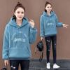 Lamb wool thickened fleece sweater women, winter warm casual short coat