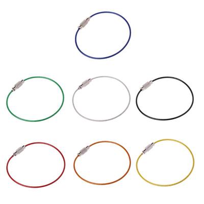 Colorful Stainless Steel Wire Keychain Cable Key Ring Chain Outdoor EDC Luggage Tag Loop Rope