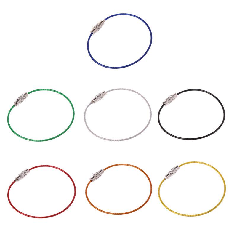 Colorful Stainless Steel Wire Keychain Cable Key Ring Chain Outdoor EDC Luggage Tag Loop Rope