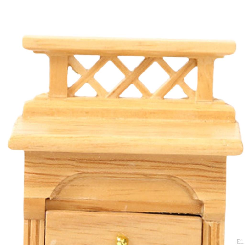 1:12 Scale Wooden Dollhouse Bedside Table Storage Drawer Cabinet Living Room Holiday Gifts Doll