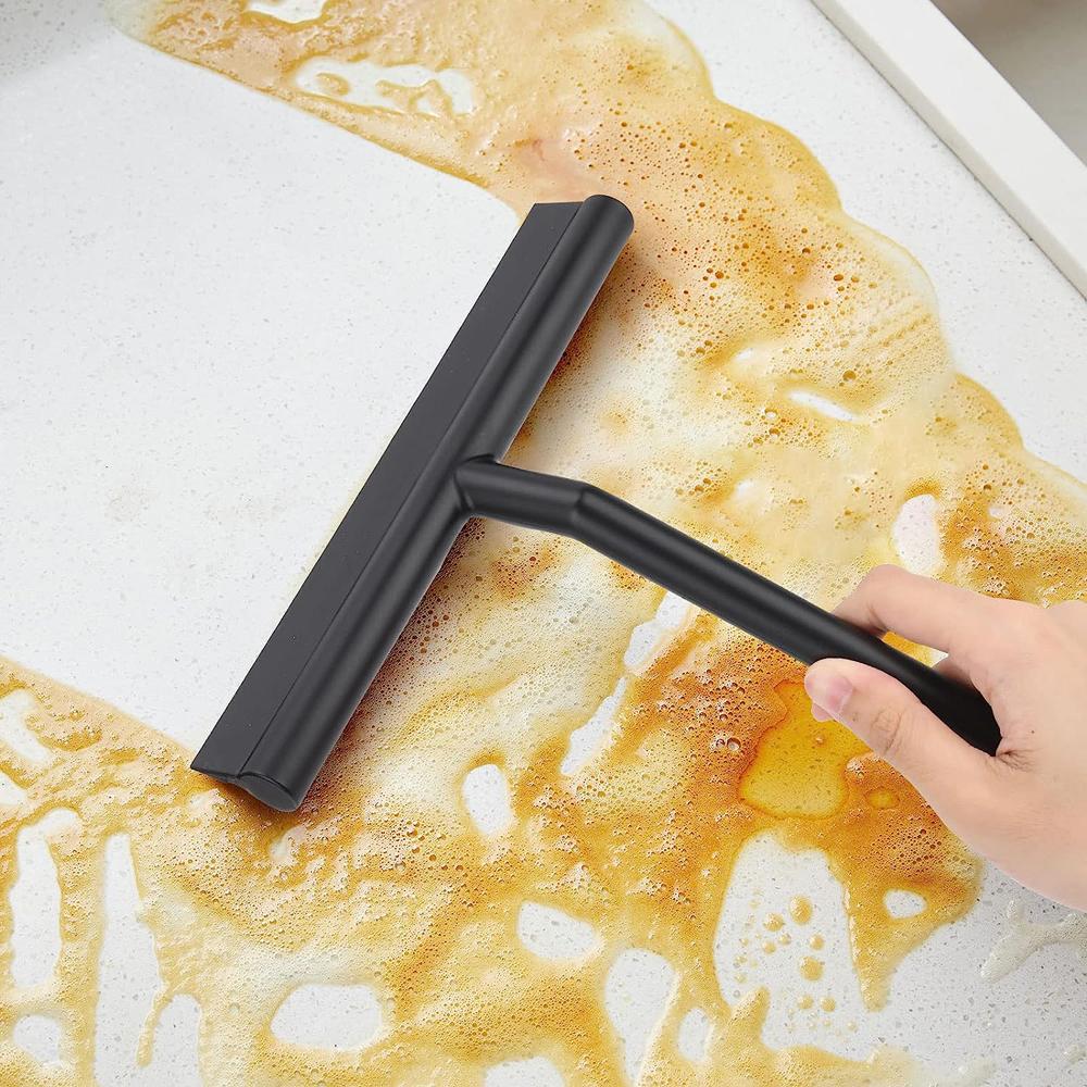 Shower Squeegee for Glass Doors Silicone Squeegee with Hook Bathroom Shower Mirrors Tiles and Car Windows Streak Free Cleaning