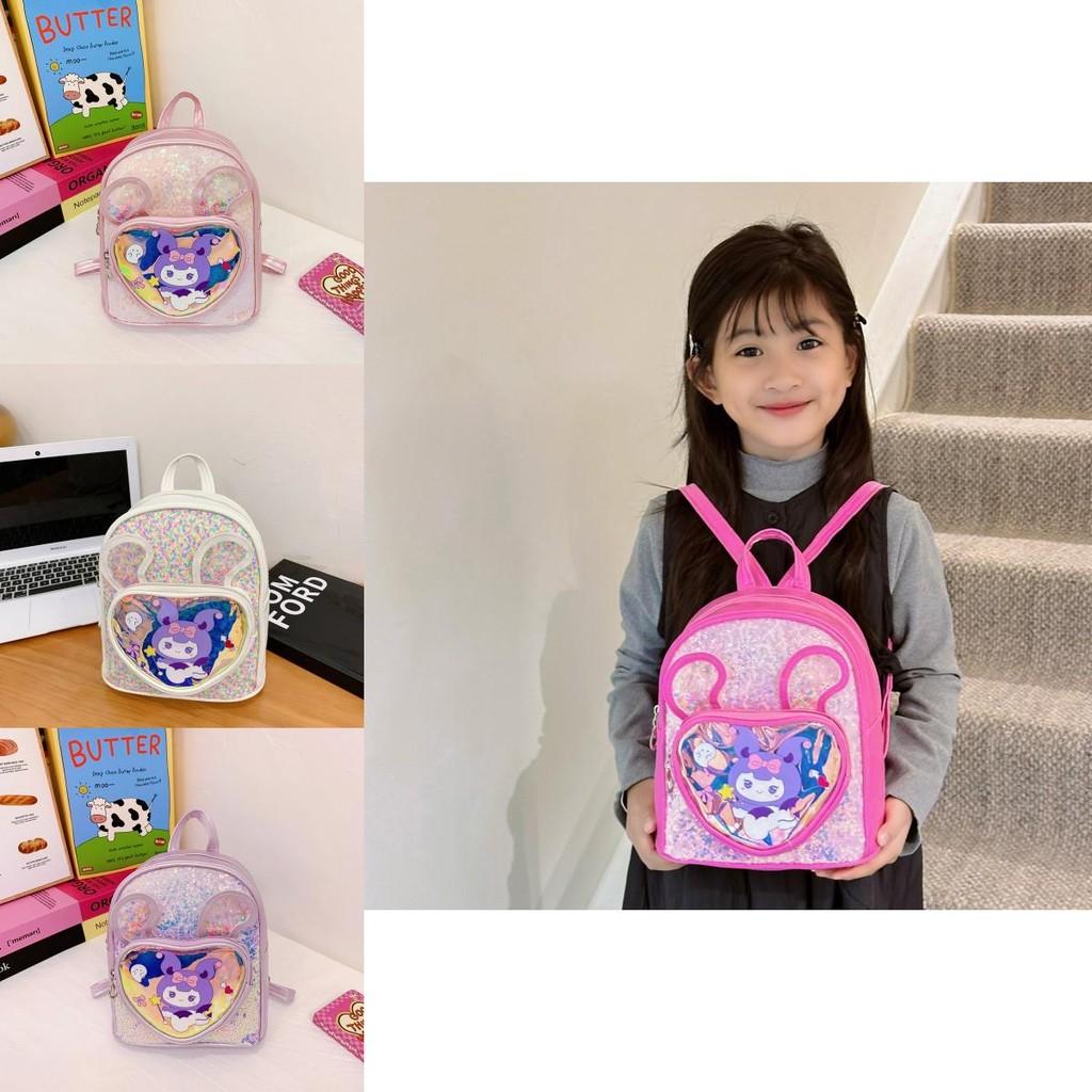 Kuromi Cartoon Pattern Backpack With Glitter Sequin For Kindergarten Kids