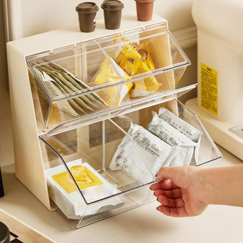 Transparent Tea Bag Storage Box Acrylic Storage Divider Box Tea Bag Storage Box Coffee Capsule Sorting Box Sealed Storage Tank