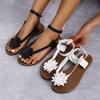 Summer Women Shoes New Fashion Versatile Women Sandals Comfort Soft  Anti Slip Flat Shoe Flower Large Size Simple Cool Slippers