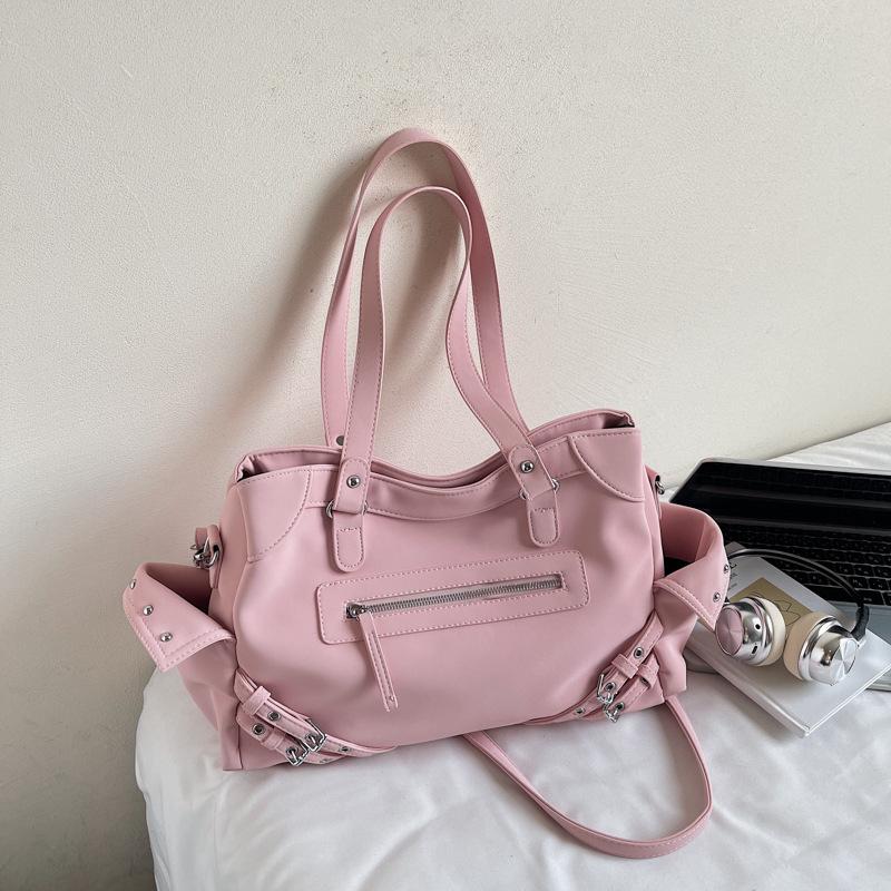 

Women s Korean Rivet Motorcycle Tote - Large Capacity Crossbody Shoulder Bag for Fall 2025 One Size #0199 розовый