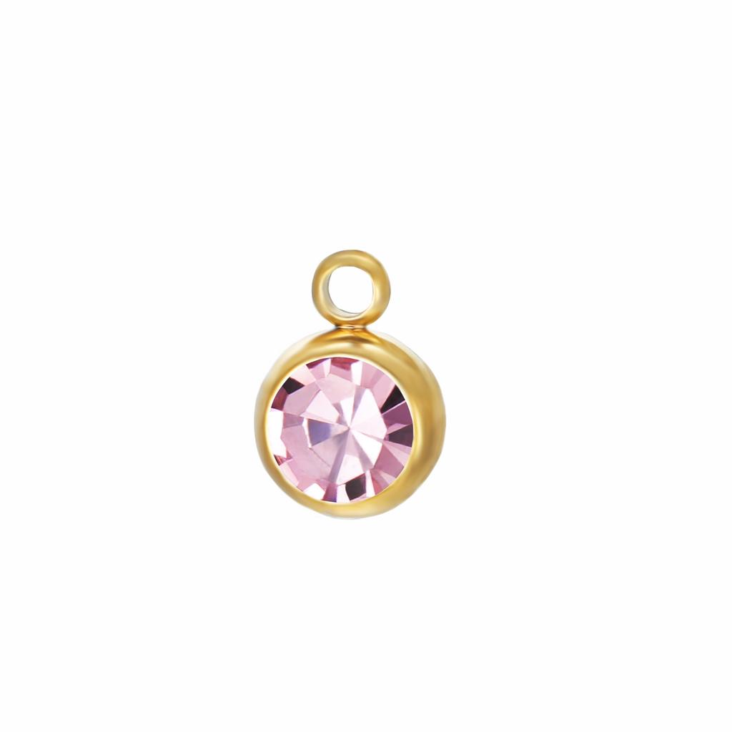Teamer 5 pcs/lot 6mm Birth Month Stone Charms Colored Zircon Stainless Steel Pendant For Necklace Bracelet Making Accessories