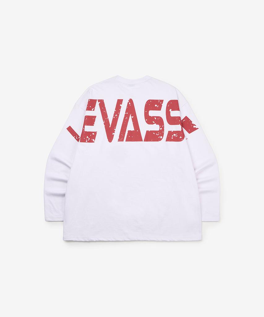 Leubase Old School Bag Red Logo Oversized Long Sleeve T-Shirt_White