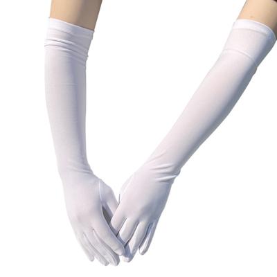 1 Paio di Guanti Lunghi Monocolore Super Morbidi Altamente Elastici Delicati sulla Pelle Resistenti allo Sbiadimento Decorativi Seta di Latte Donna Danza