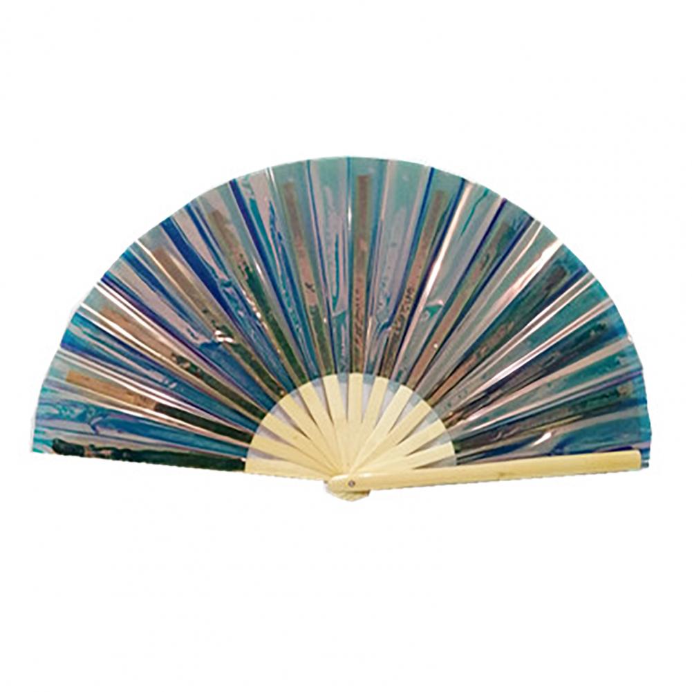 

PVC Holographic Folding Fan Iridescent Handheld Fan Summer Cooling Fan Decoration Dance Performance Props Pop Party Accessories