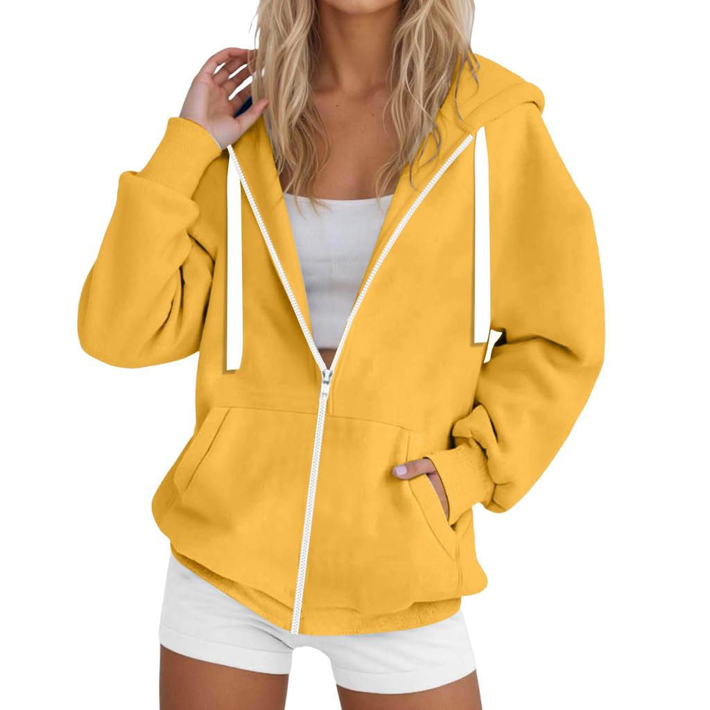 Womens Zip Up Hoodies Casual Long Sleeve Hoodie Jacket Oversized Lightweight Pullover Sweatshirts Tops With Pocket