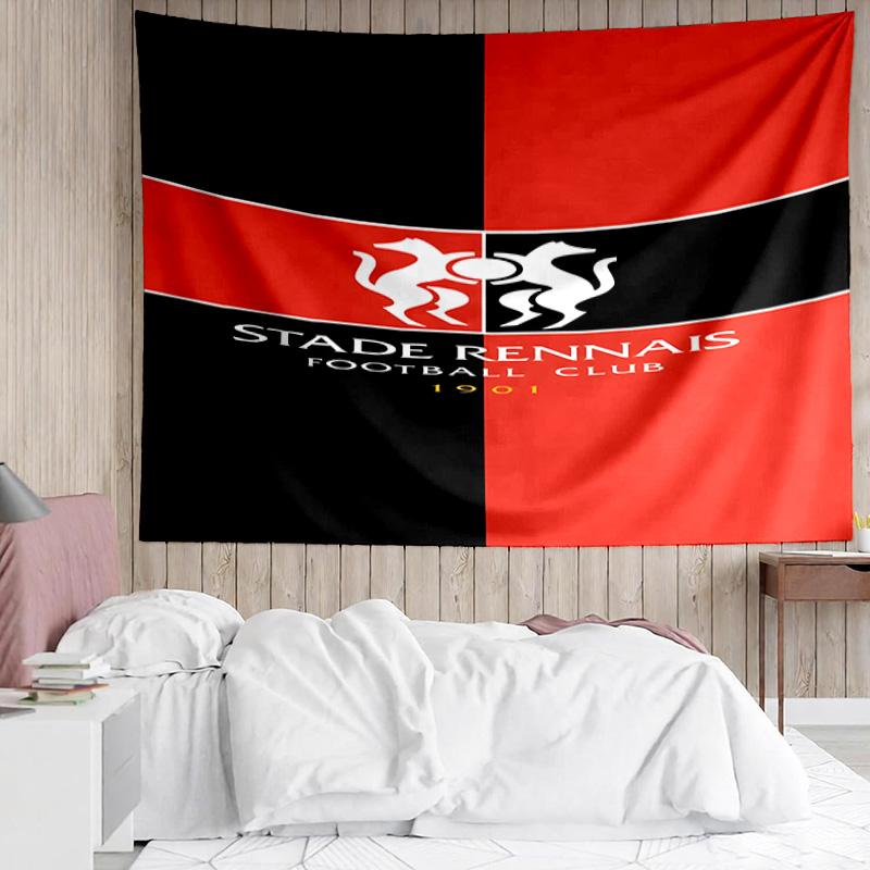 Rennes Football Club Crest Tapestry, Unique Design Tapestry, Suitable for Bedroom,Livingroom, Playroom,Heartwarming Fan Holiday Gifts