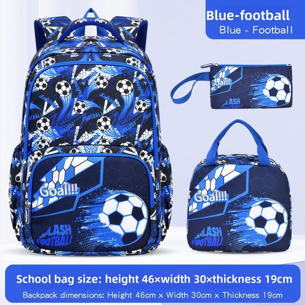 Oxford Cloth Kids School Backpack With Football Pattern And Waterproof Design For Elementary Students