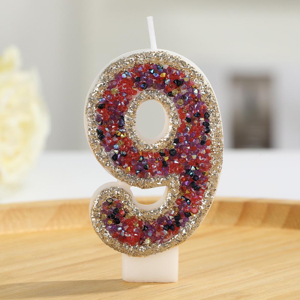 Champagne Glittering Seven-Color Luxury Number Candles for Birthdays