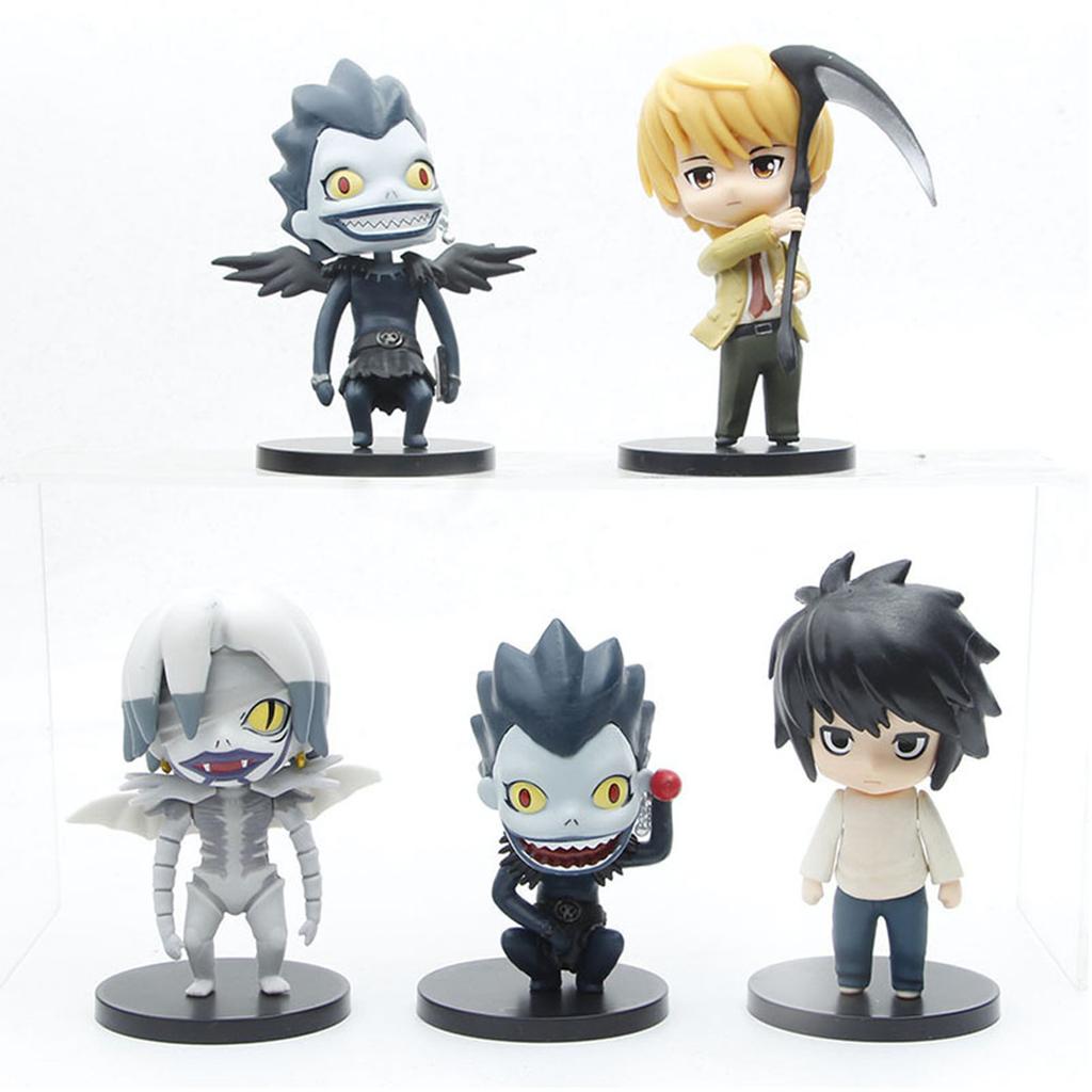 5pcs/Set Anime Notebook L Lawliet Figure Cute Edition Rem Yagami Light Action Figures Collectible Ryuk Amine Figurine boys Gifts