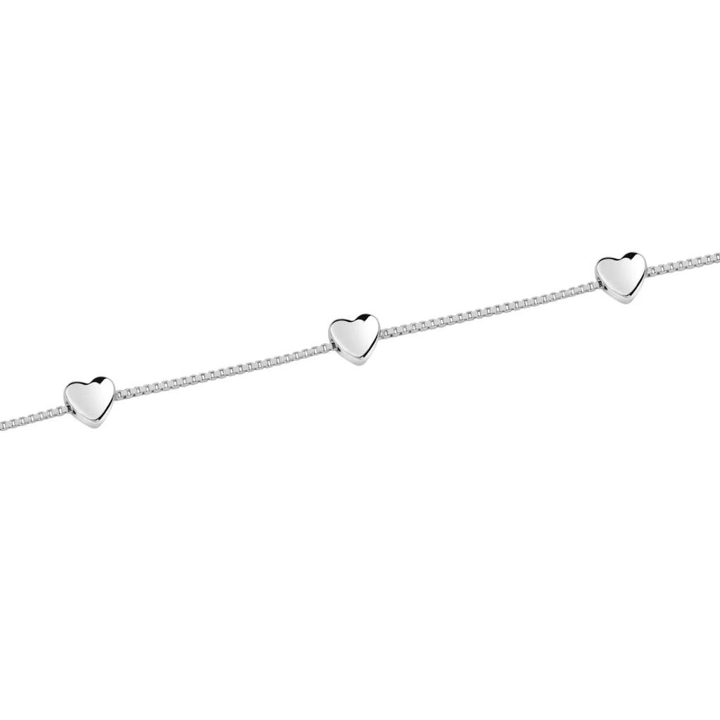 Silver Adjustable Bracelet With Hearts - Bsc5823