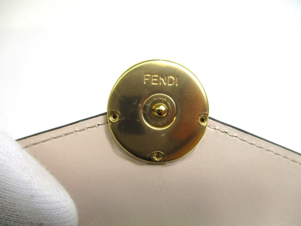 Оригинальный кошелек FENDI F IS FENDI FF бежевого цвета из кожи золотого цвета H/W Micro Trifold #a137, восстановленный