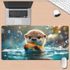 Otter Fishing Mouse Pad Large Size Rubber Base Antislip PC Desk Accessories Mousepad for Office Gamer Keyboard Mats Decor Mat