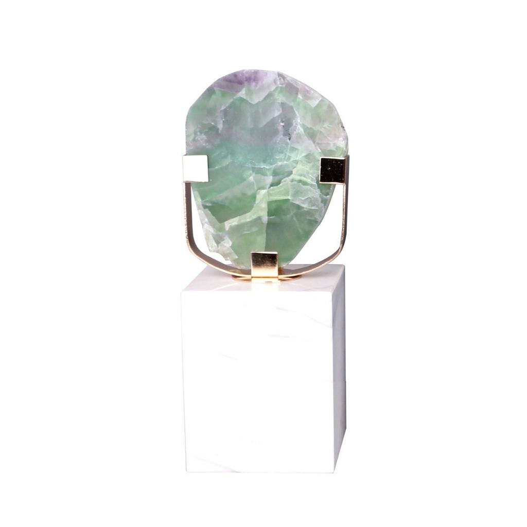 Natural Green Fluorite Crafts Sculpture Crystal Base Ornaments Desk Decoration Modern Crystal Artwork Room Aesthetics Decor
