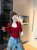 Chic Red Long Sleeve Square Neck Slimming Top for Women