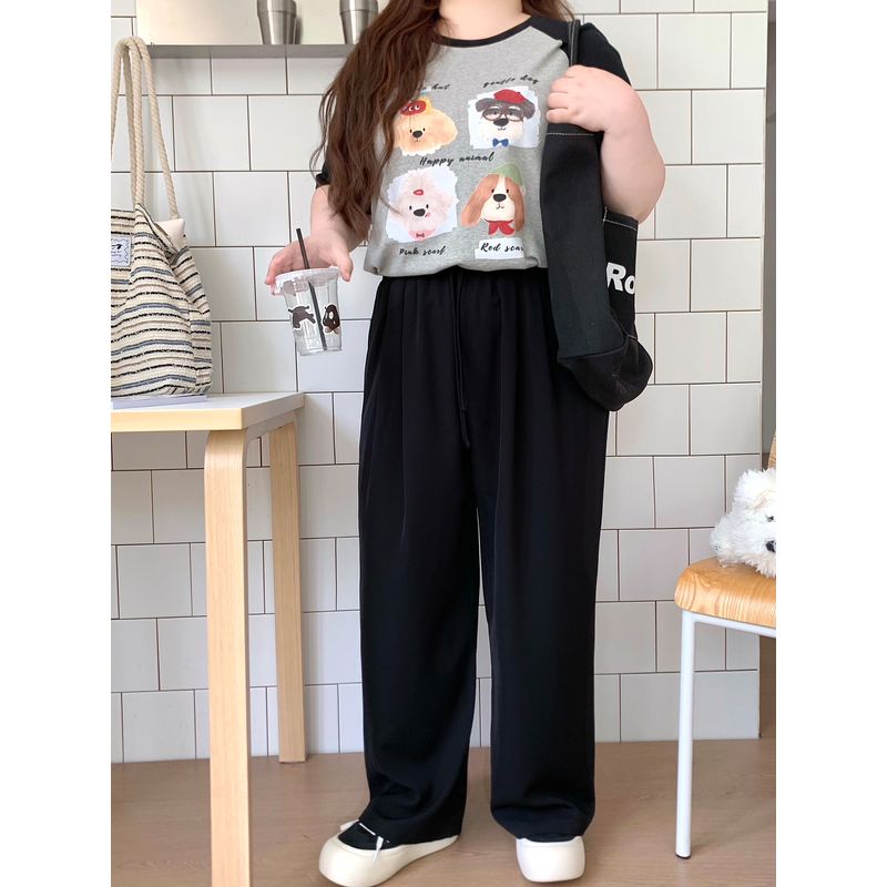 

Spicy Stripe Plus Size Women s Suit Pants 3.0 Version Drawstring Elastic Drape Plus Size Ladies Loose Slimming Slim Fit Suit Pants Black Drawstring Pants(Single Piece) 3XL