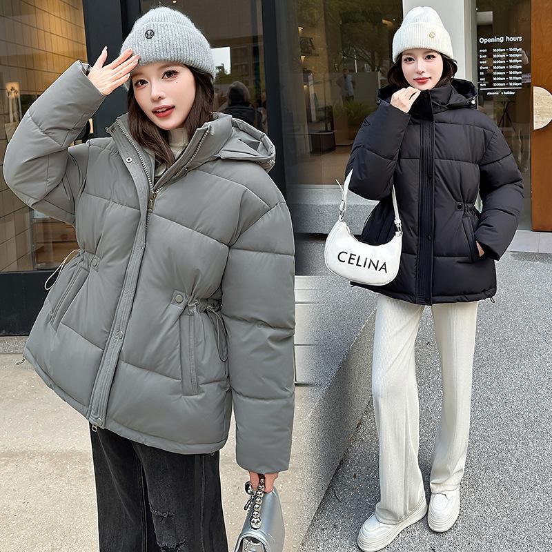 New casual down cotton clothes warm medium and long hooded waist jacket women's cotton-padded clothes