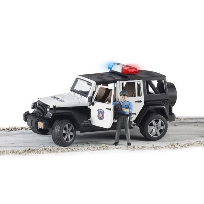 JEEP WRANGLER UNLIMITED RUBICON POLICE - BRUDER - Avec Policier et Module Son et Lumière - Echelle 1:16e