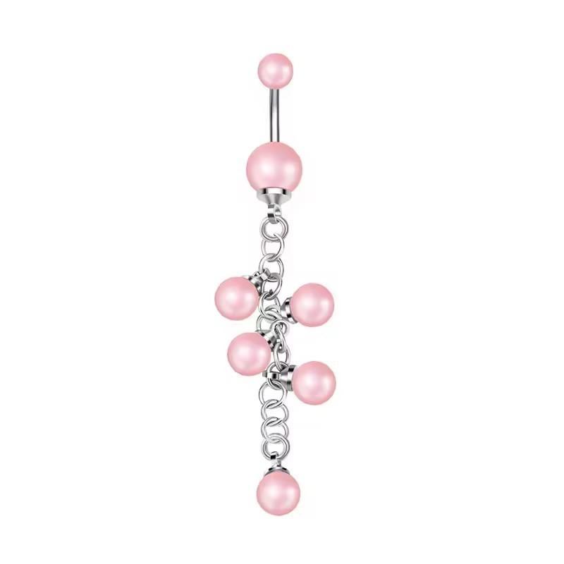 Women Pink Zircon Belly Button Ring Fashion Novelty Navel Jewelry Sweet Jelly Pink