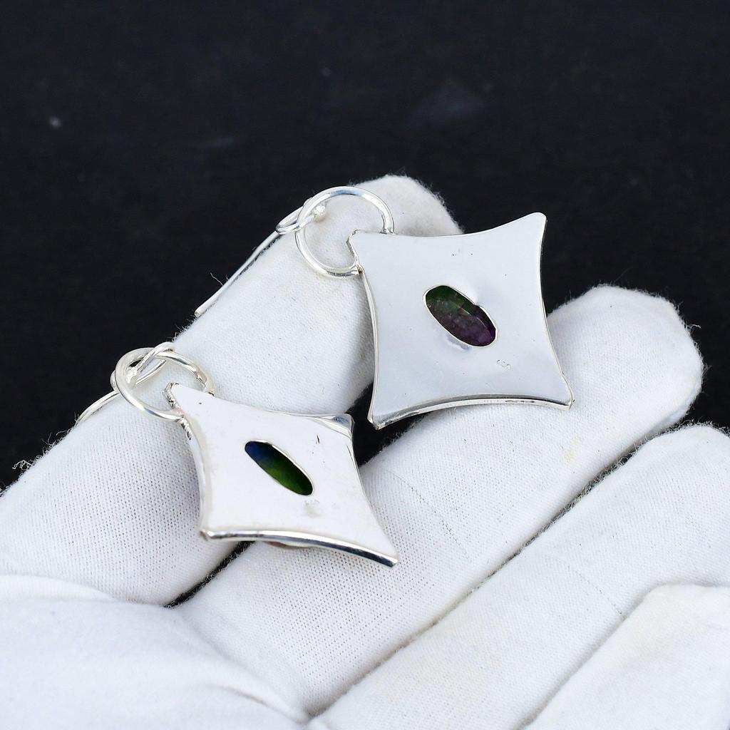 Natural Rainbow Solar Quartz Antique Earrings 925 Sterling Silver Earring, Boho Silver Jewelry Dangle Earrings, Valentine Day Gift