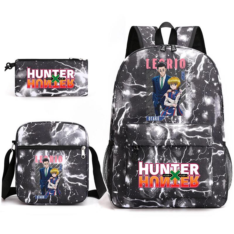Hunter X Hunter Anime Print Student Backpack Casual Daypack for Boys Girls with Pencil Case 3 Piece Set