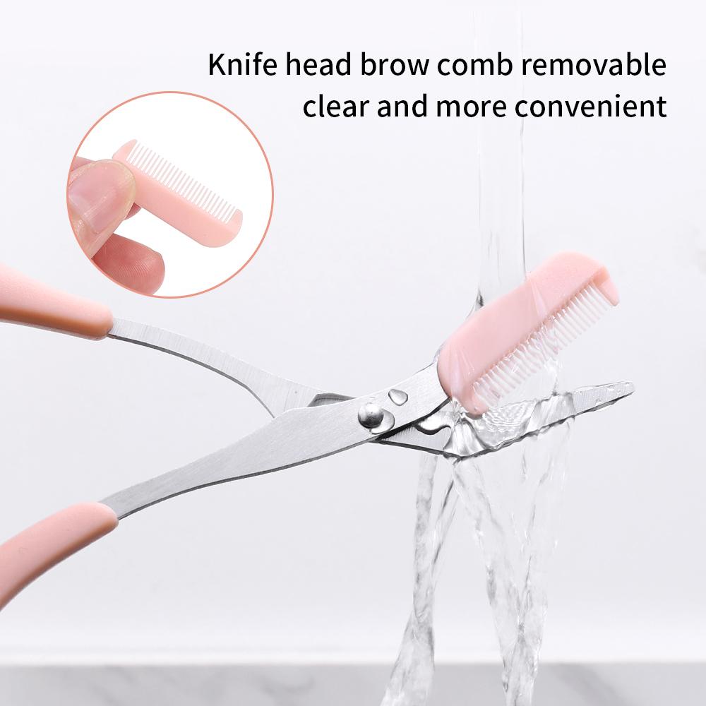 1/2Pcs Eyebrow Trimming Knife Eyebrow Face Razor for Women Eyebrow Scissors with Comb Brow Trimmer Scraper Beauty Scissors Tools