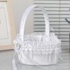 Flower Girl Basket White Satin Ribbons Decorations Centerpiece Baskets Bridesmaid Lace