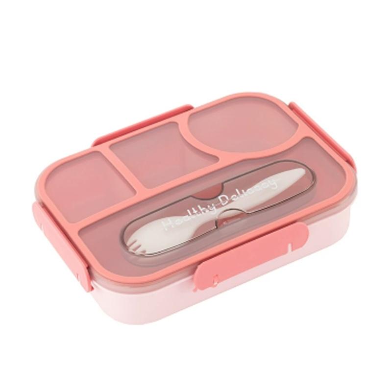 Insulated Bentos Container With 4 Sections 1100ML Microwave Safe Leak Proof Seal Portable Lunch Box For Commuters