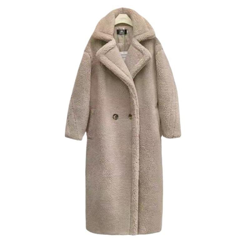 New Loose and Thickened Long Imitation Lamb Wool Coat Women's Winter White Imitation Fur Fur Coat